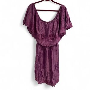Free People Purple off the shoulder dress with lace detailing